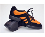 Black synthetic velvety orange sneaker shoes