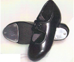 Glittering black half lace tap shoes