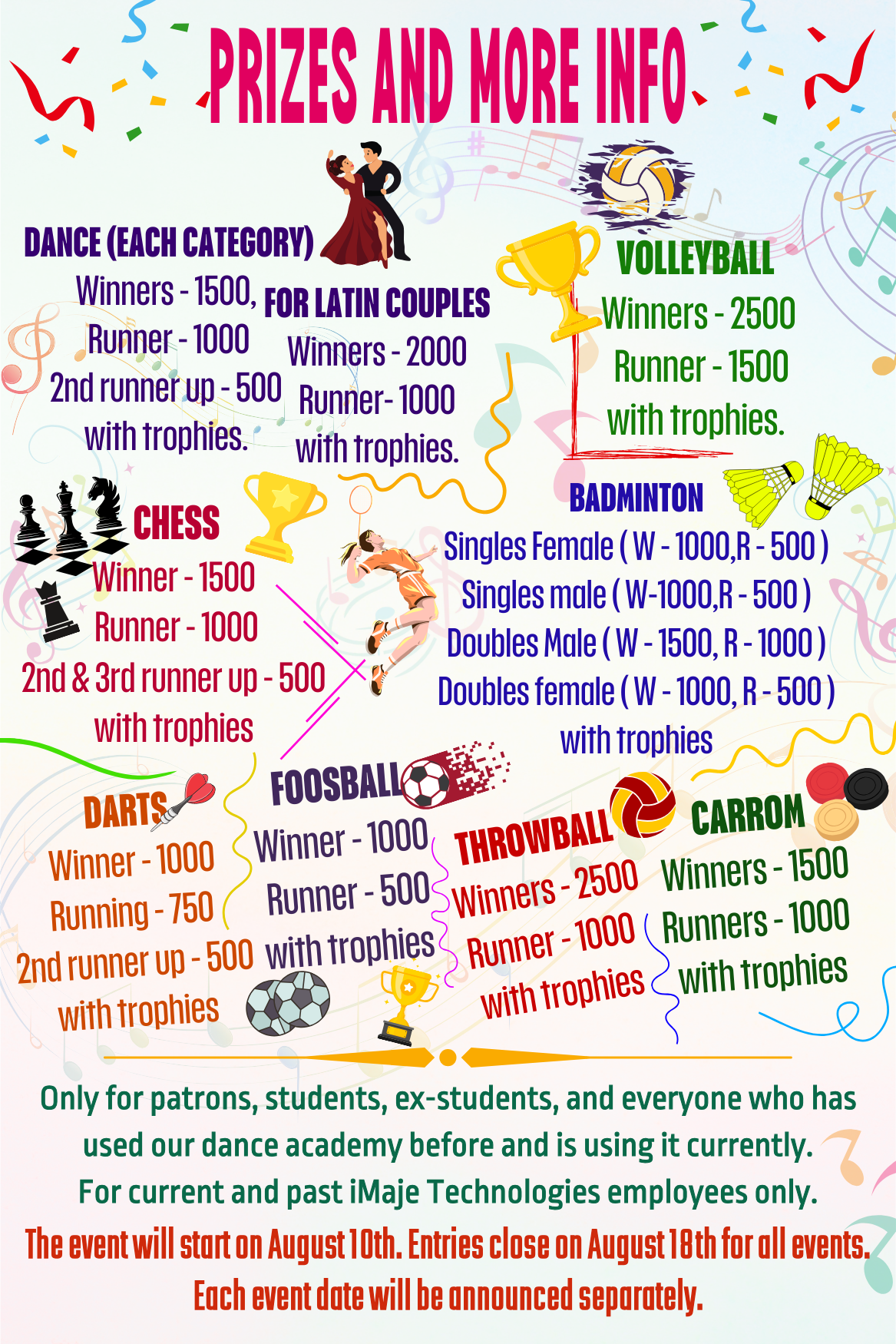 sports and dance events